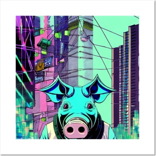 Blue Pig Posters and Art